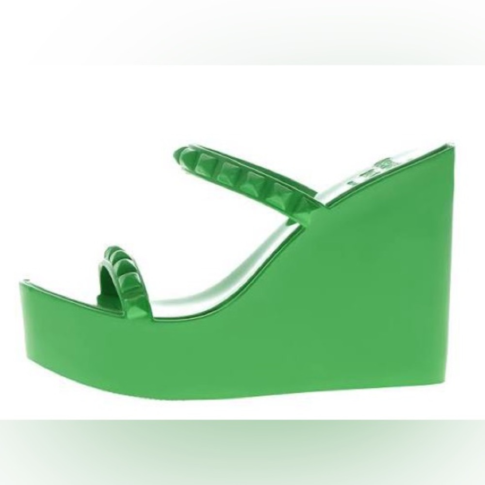 Women’s Carmen Sol Tonino PVC Green Platform Slide Sandals Size 9